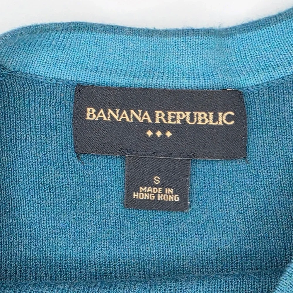 Banana Republic Mens Small Teal Blue Long Sleeve Cotton Crew Neck Top‎ S